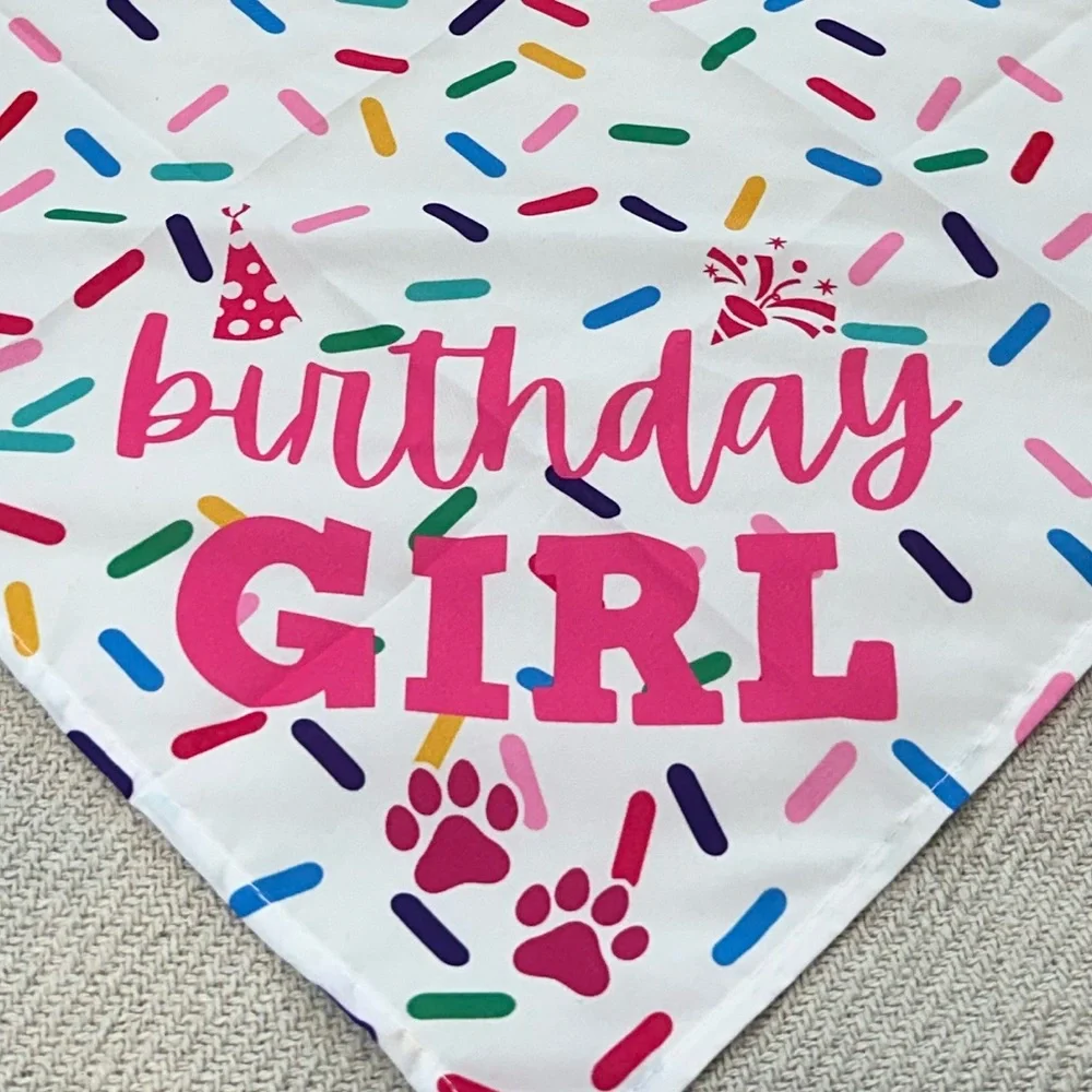 NEW Birthday Girl Dog Bandana Sprinkles Colorful Pet Puppy - Picture 4 of 4